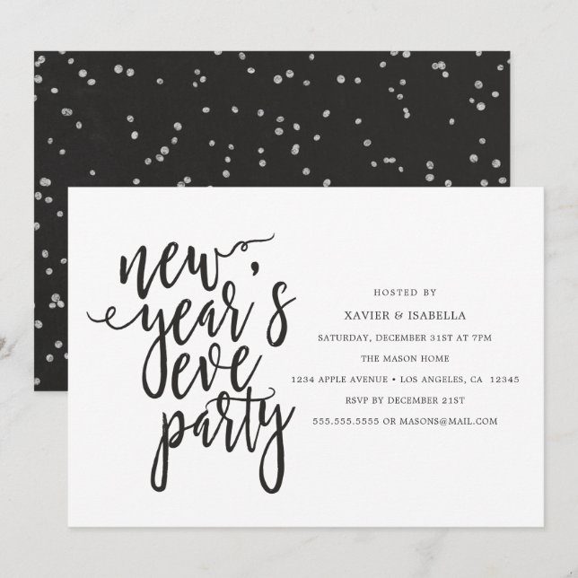 Silvester-Party Einladung (Vorne/Hinten)