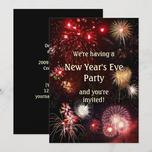 Silvester-Party Einladung (Vorne/Hinten)