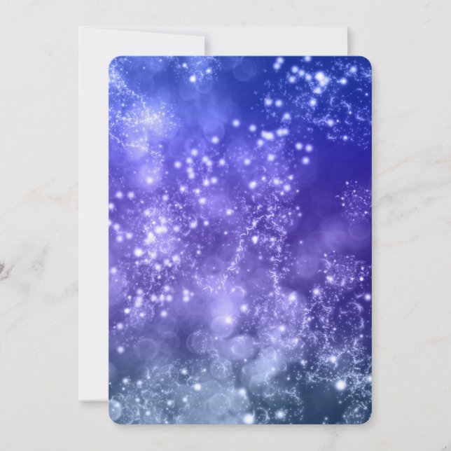 Silvester Party Einladung Blue Bokeh (Vorderseite)