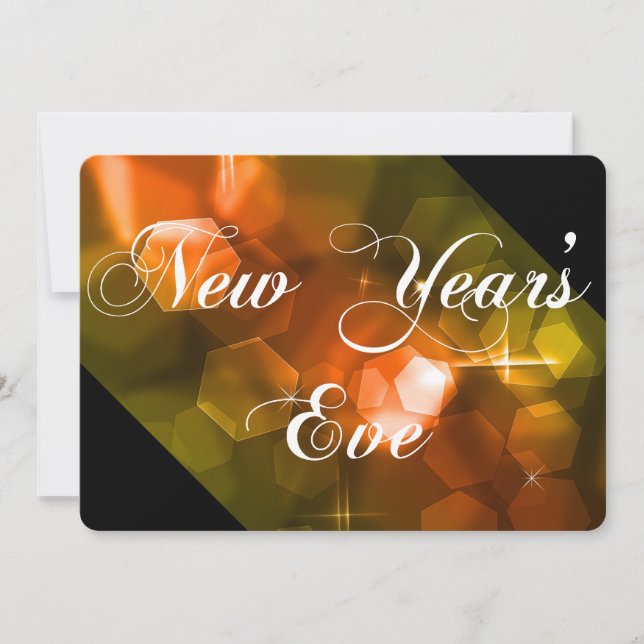 Silvester Party Einladung Orange Bokeh 1 (Vorderseite)