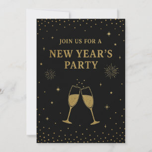 Silvester-Party Einladung   Schwarz und Gold