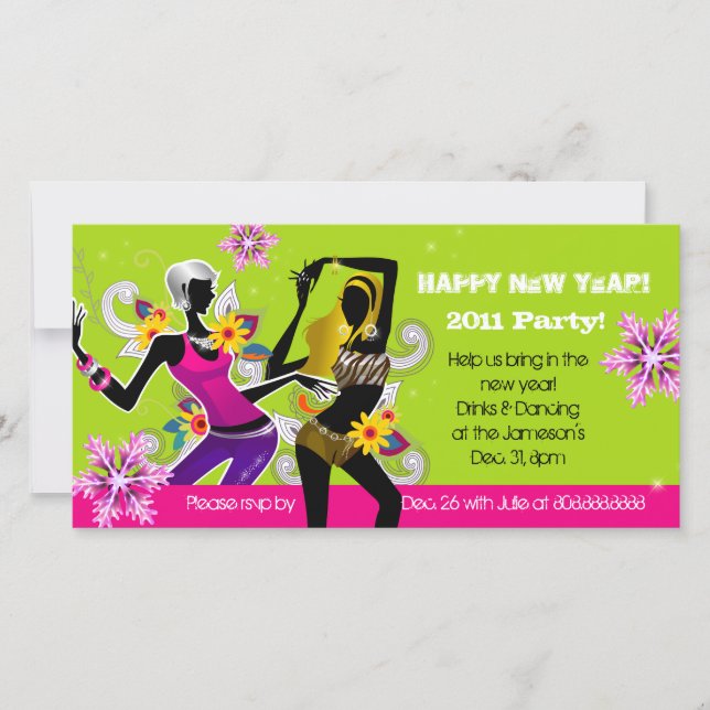 Silvester Party Fotokarte Tanzen Limon (Vorderseite)