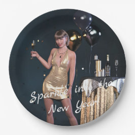 Silvester Party Girl in Sequel Dress Pappteller