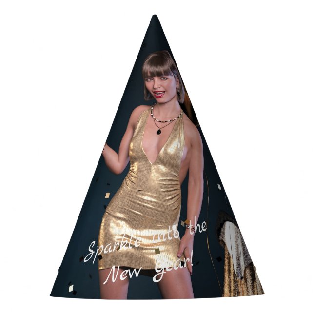 Silvester Party Girl in Sequel Dress Partyhütchen (Vorderseite)