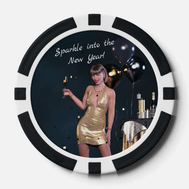 Silvester Party Girl in Sequel Dress Pokerchips (Vorderseite)