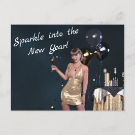 Silvester Party Girl in Sequel Dress Postkarte