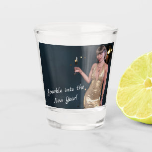 Silvester Party Girl in Sequel Dress Schnapsglas