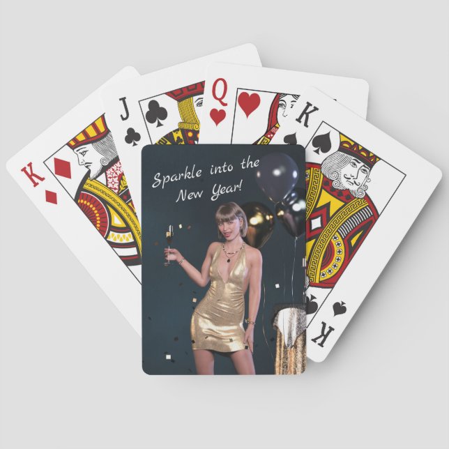 Silvester Party Girl in Sequel Dress Spielkarten (Rückseite)