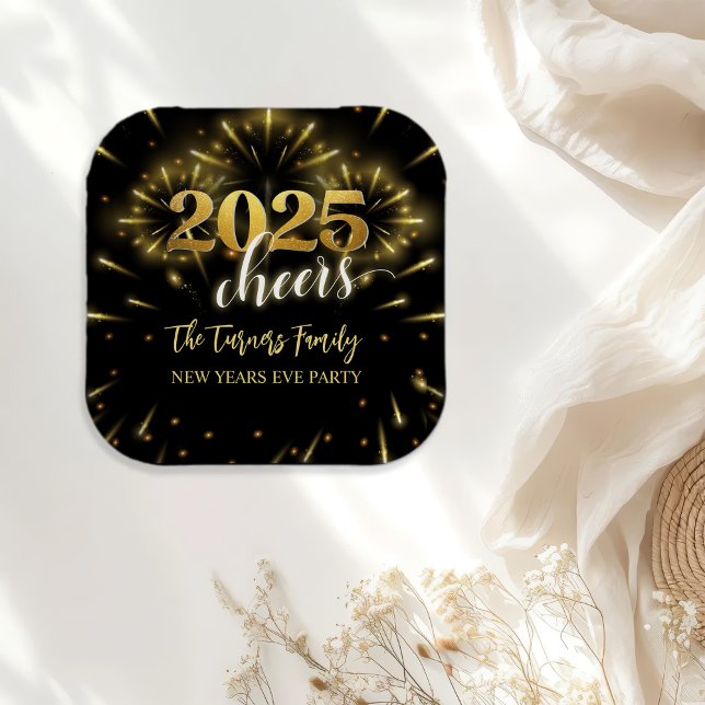 Silvester Party Gold & Black Pappteller (Von Creator hochgeladen)