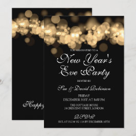 Silvester Party Gold Bokeh Lights Einladung