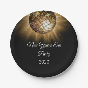 Silvester Party Gold Disco Ball Pappteller