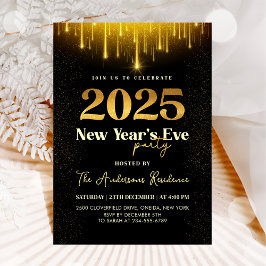 Silvester Party Gold Glitzer 2025 Einladung