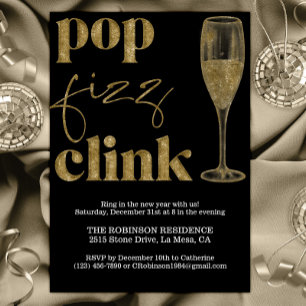 Silvester Party Gold Sparkle Cheers Einladung