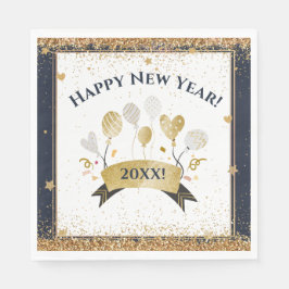 Silvester Party, Golden Balloons Napkins Serviette