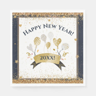 Silvester Party, Golden Balloons Napkins Serviette