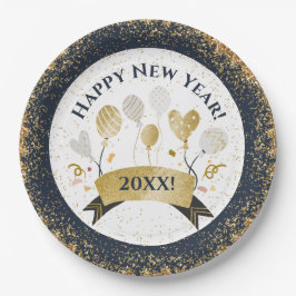 Silvester Party, Golden Balloons Pappteller