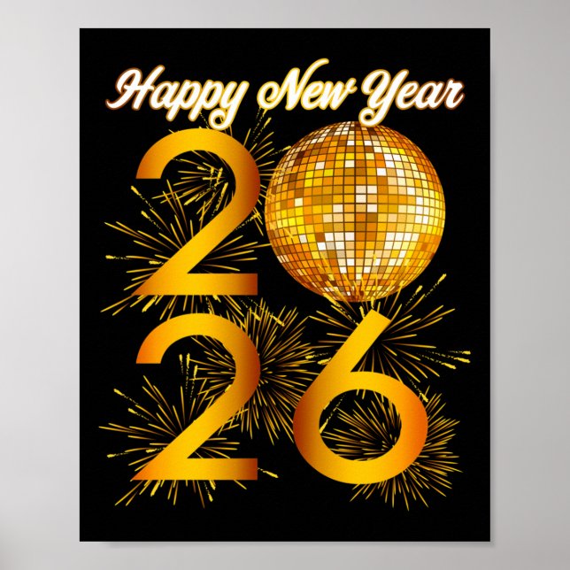 Silvester Party - Happy New Year 2026 Long Sle Poster (Vorne)