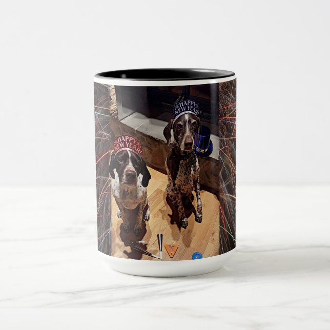 Silvester Party Hunde Fireworks Combo-Tasse Tasse (Zentrum)