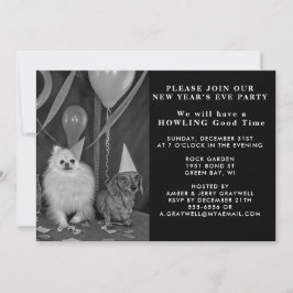Silvester Party Hunde und Ballons Einladung