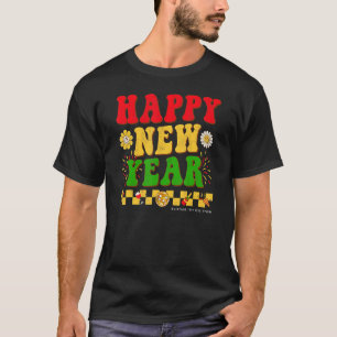 Silvester Party Lieferungen Groovy Happy New Year T-Shirt