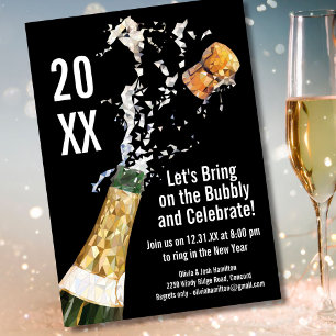 Silvester Party Moderner Champagner-Bubbly Einladung