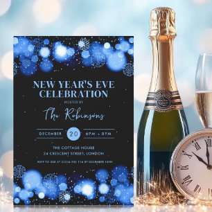 Silvester Party Navy Black Winter Wunder Einladung