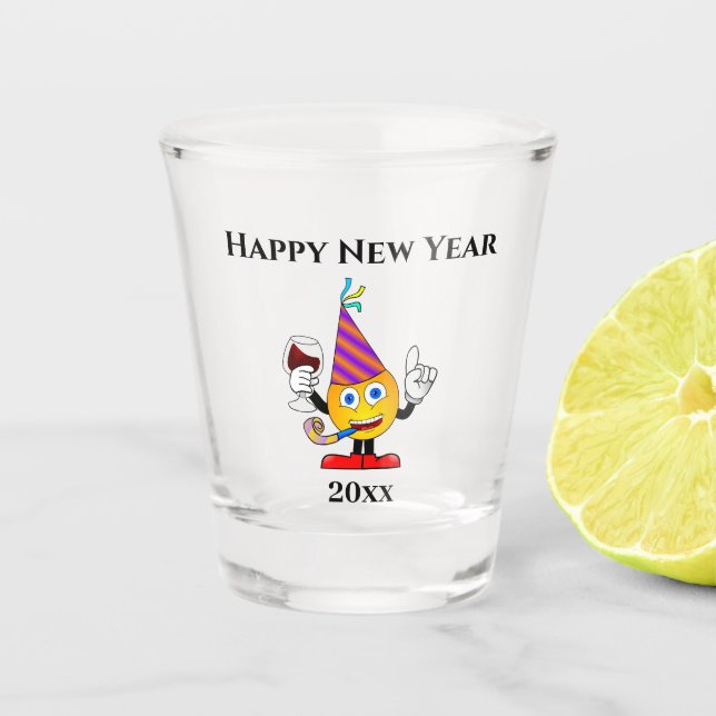 Silvester Party Niedlich Funny Happy Emoji Schnapsglas (Vorderseite)