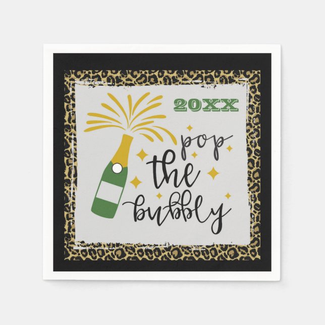 Silvester Party Pop The Bubbly Champagne Serviette (Vorderseite)