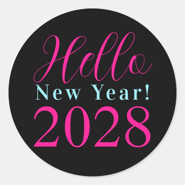 Silvester Party schwarz-heiß-rosa Runder Aufkleber (Vorderseite)