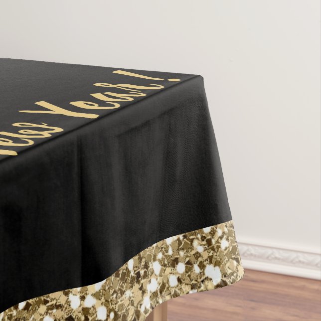 Silvester Party, Schwarz und Gold Tischdecke (Beispiel)