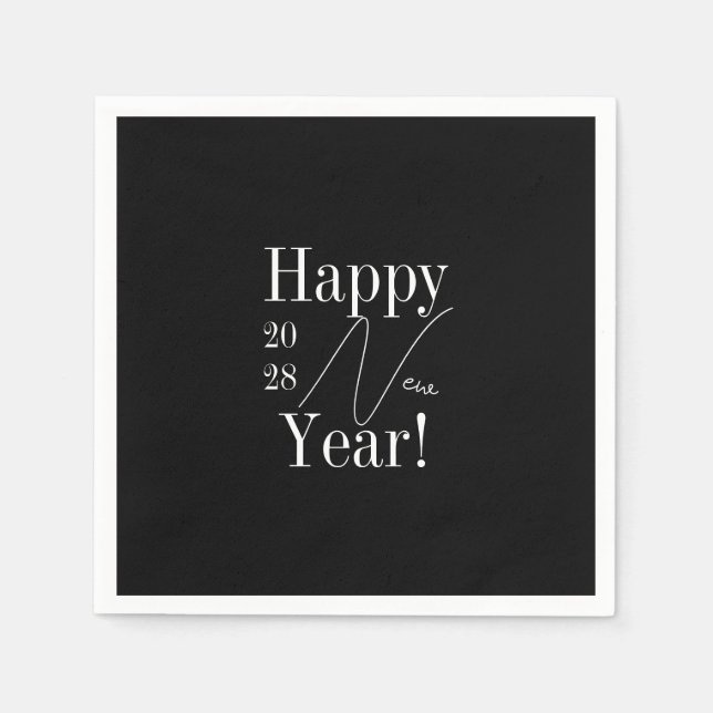 Silvester Party Schwarz-Weiß Serviette (Vorderseite)