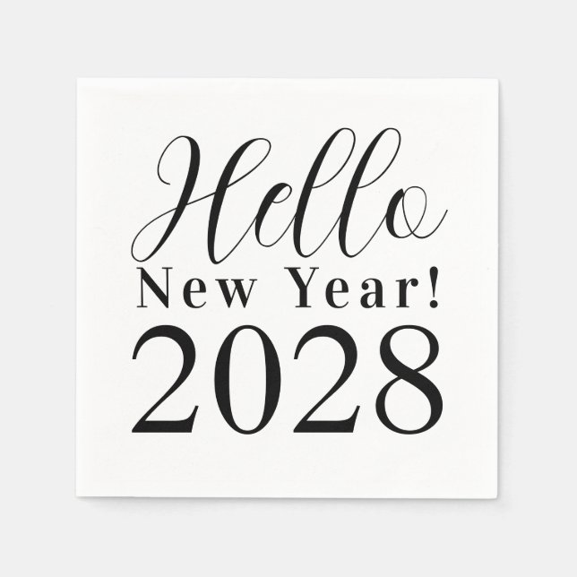 Silvester Party Schwarz-Weiß Serviette (Vorderseite)