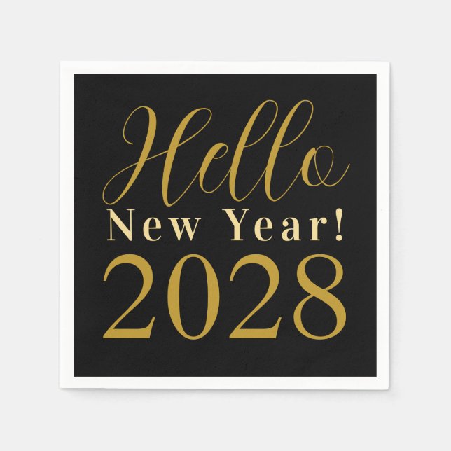 Silvester Party Schwarzes Gold Serviette (Vorderseite)