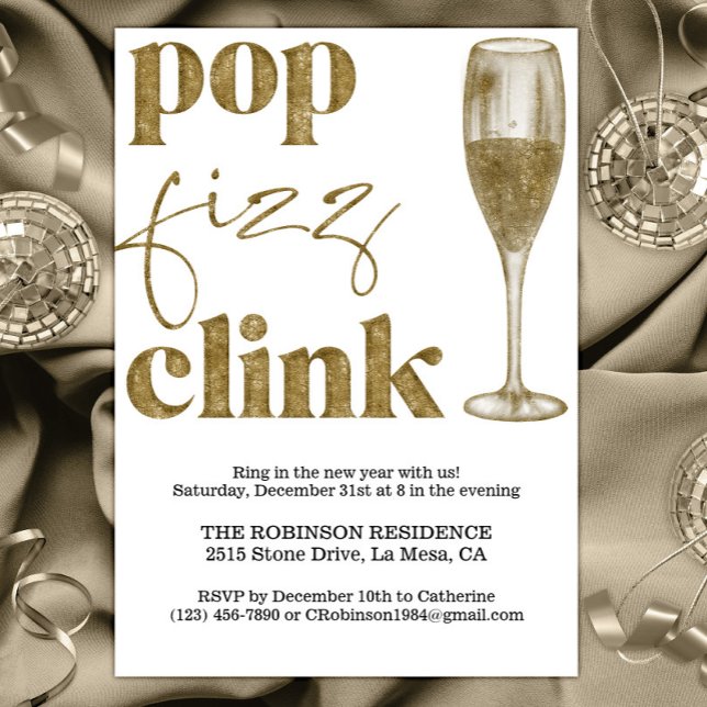 Silvester Party Sparkle Gold Cheers Einladung (Von Creator hochgeladen)