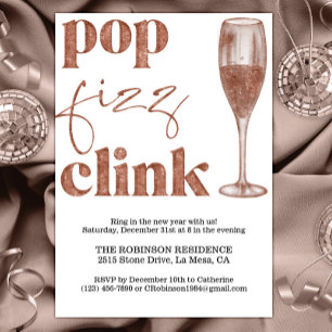 Silvester Party Sparkle Rose Gold Cheers Einladung