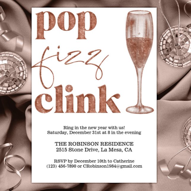 Silvester Party Sparkle Rose Gold Cheers Einladung (Von Creator hochgeladen)