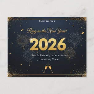 Silvester-Postkarten-Einladung – 2026 Einladungspostkarte
