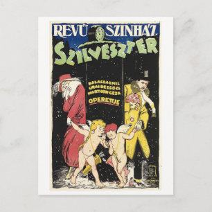 Silvester-Rückblick, Ungarn 1920 Vintage Feiertagspostkarte
