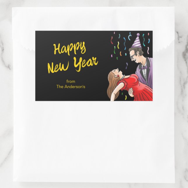Silvester-Tanz Rechteckiger Aufkleber (Tasche)