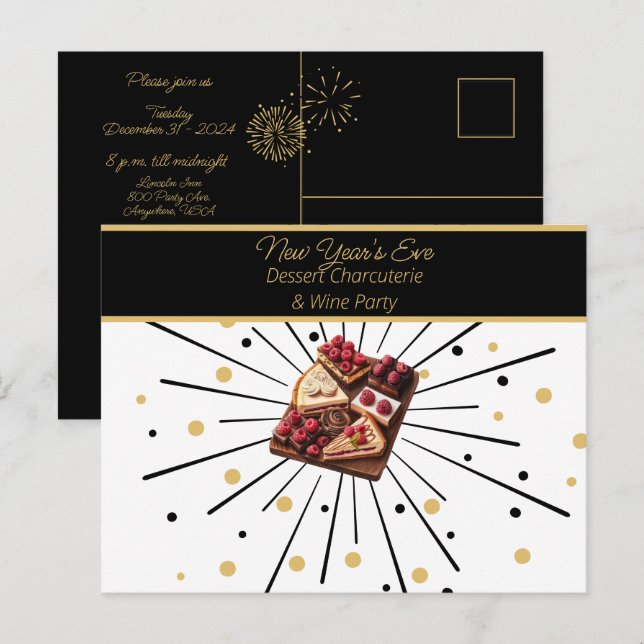 Silvesterabend Charcuterie & Wine Party Postkarte (Vorne/Hinten)