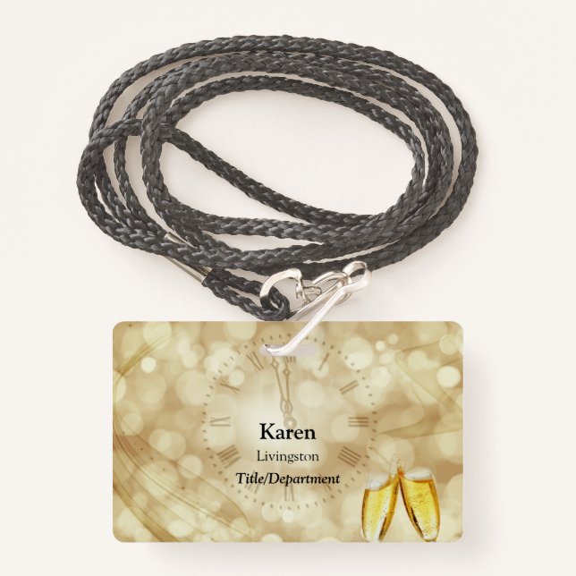 Silvesterabend mit Champagnerbrille Ausweis (Vorderseite mit Schlüsselband)