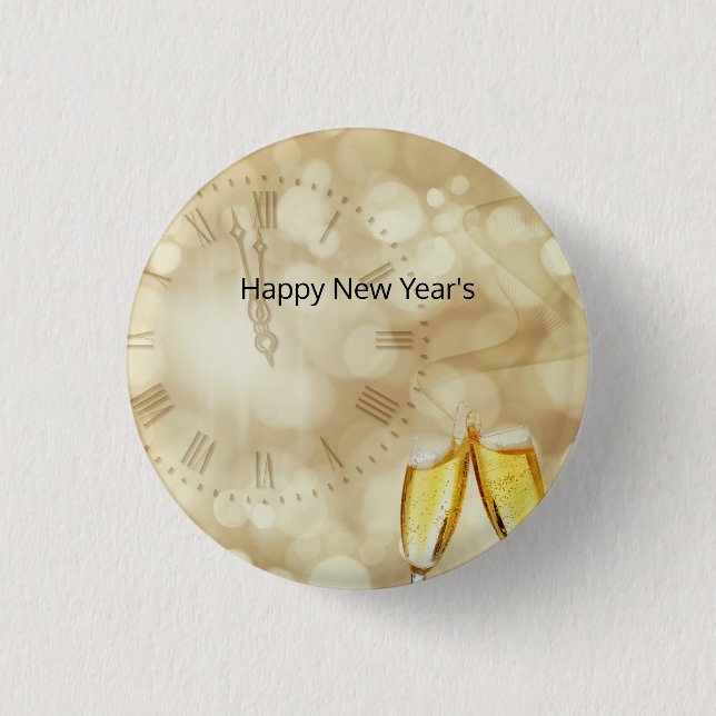 Silvesterabend mit Champagnerbrille Button (Vorderseite)