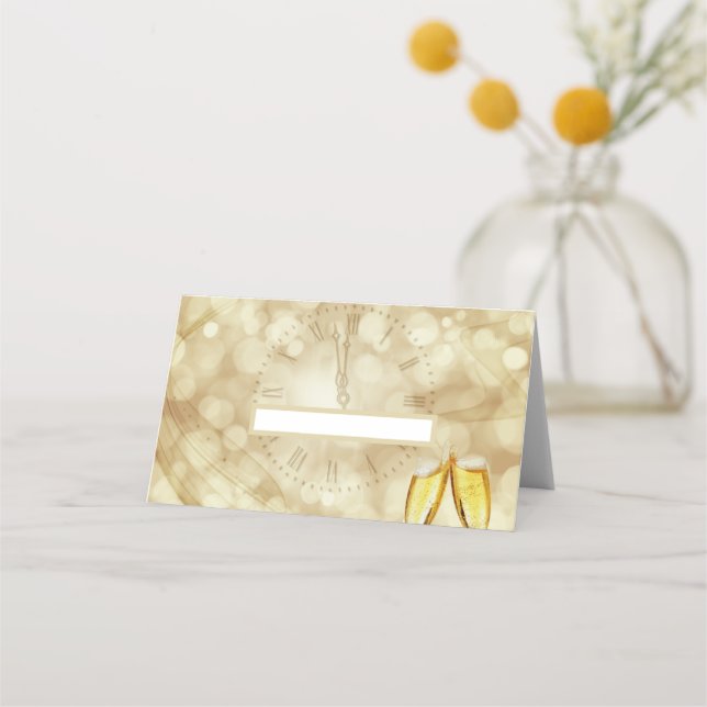 Silvesterabend mit Champagnerbrille Platzkarte (Vorderseite)