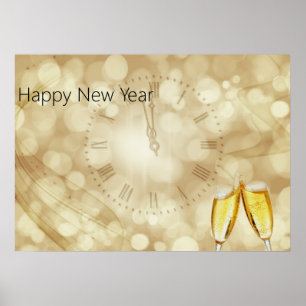 Silvesterabend mit Champagnerbrille Poster