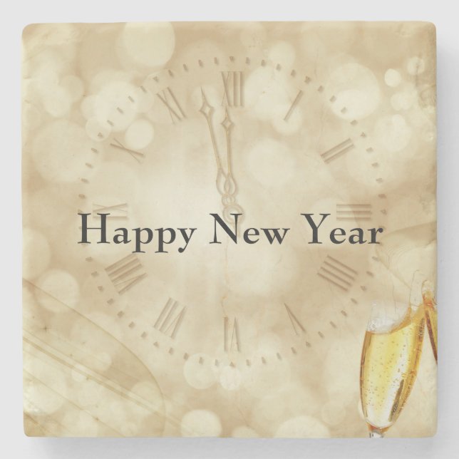 Silvesterabend mit Champagnerbrille Steinuntersetzer (Vorderseite)