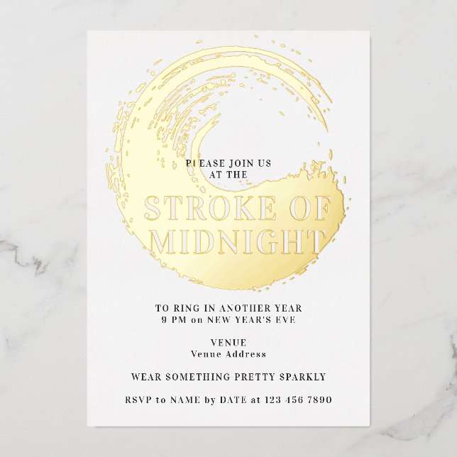 Silvesterabend-Party am Stroke of Midnight Folieneinladung (Vorderseite)