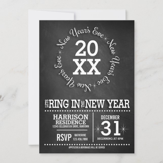 Silvesterabend-Party Einladung (Vorderseite)