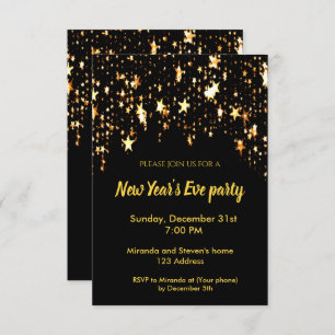 Silvesterabend Party schwarze Einladungskartenstar Einladung