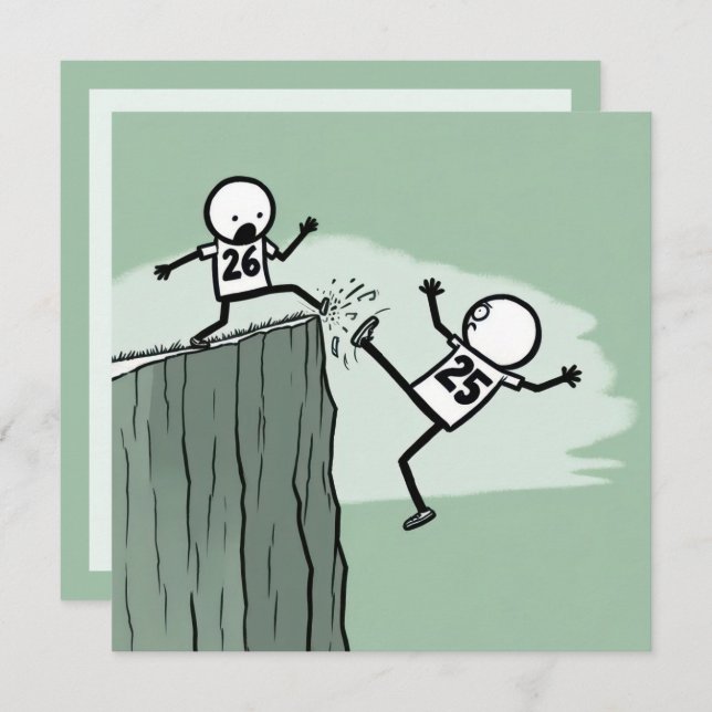 Silvesterabend-Party-Strichmännchen Einladung (Vorne/Hinten)