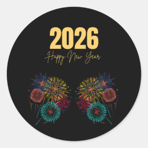 Silvesterfeier 2026 mit Feuerwerk Runder Aufkleber